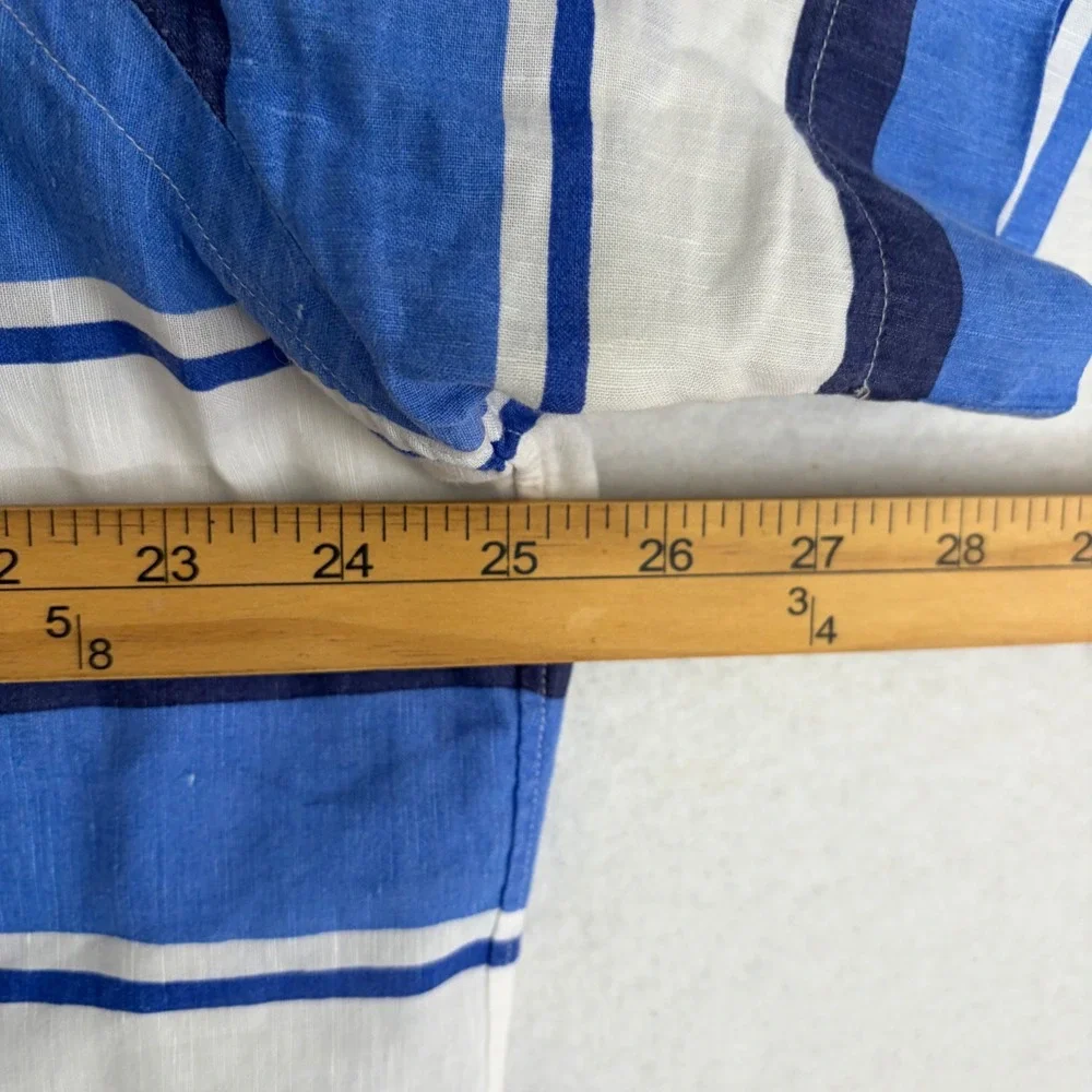 Polo Ralph Lauren Camp Shirt Mens XL Blue White Striped Linen Blend Summer